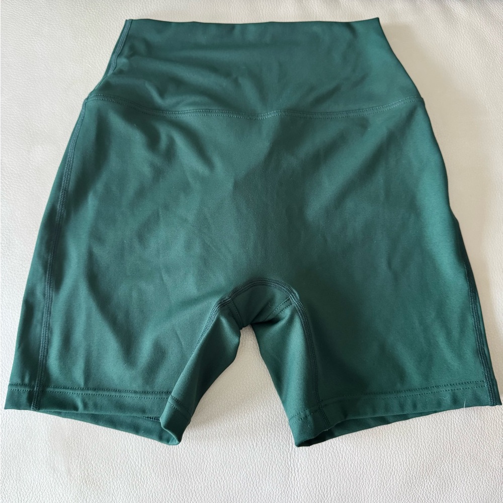 Milkstain Pine Green High-Waisted Biker Shorts with Stretchy Fabric (sold out)